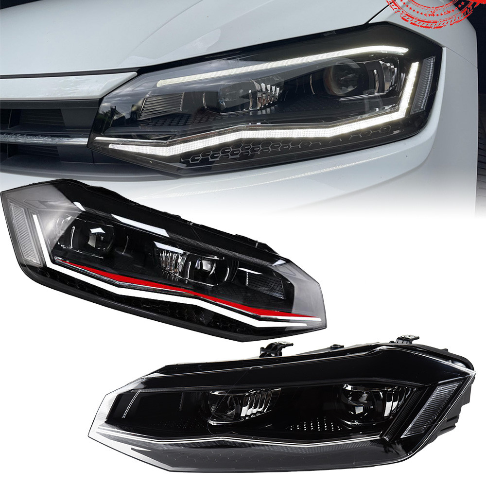 Headlight For VW POLO 2019-2021 Car  LED DRL Hella Xenon Lens Hella Hid H7 POLO  Car Accessories