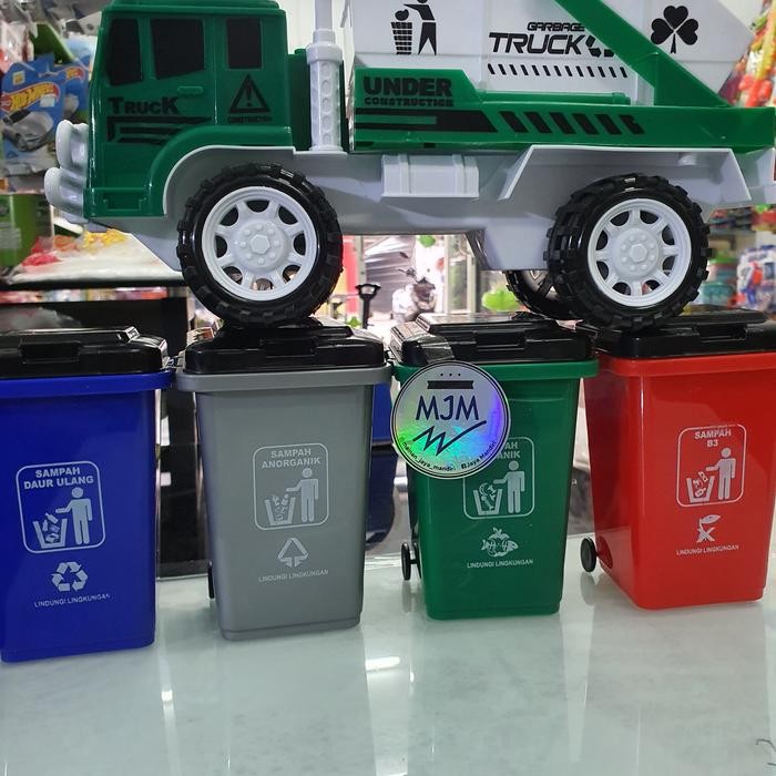 Mainan Mobil Truk Sampah Set + 4 Tong Sampah Garbage Truck AK-16