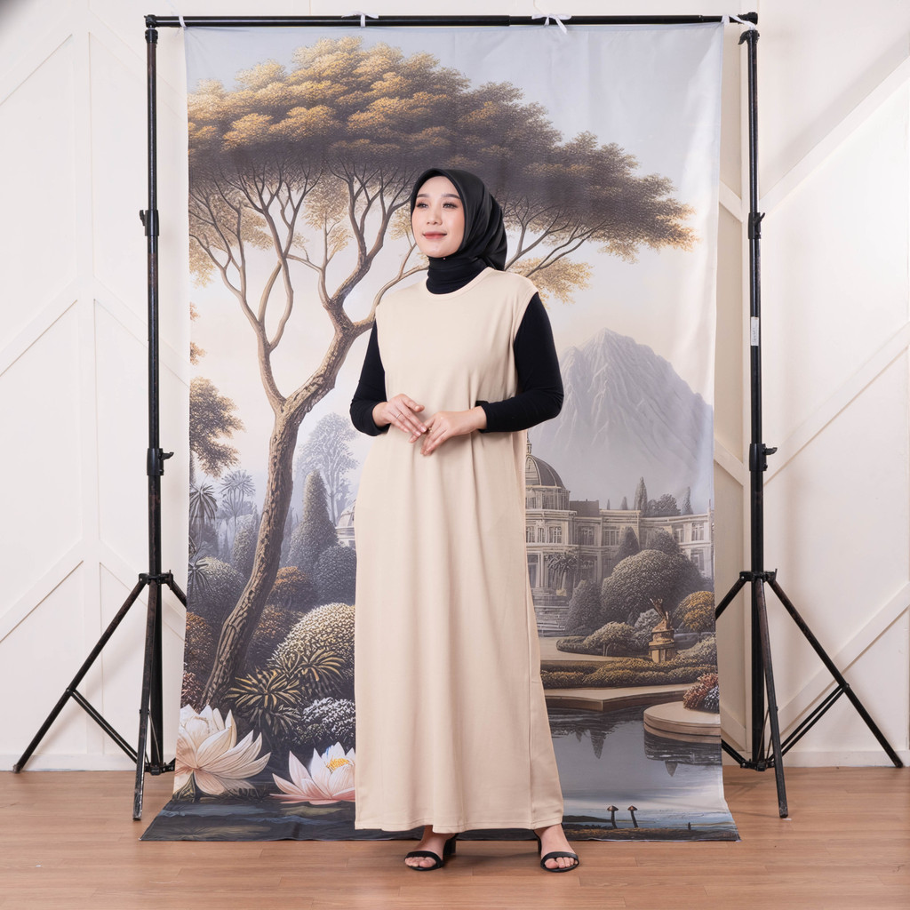 MAYANG COLLECTION - INNER GAMIS KNIT TANPA LENGAN G03057 | DRESS SLEEVELESS POLOS KERAH BULAT | MANS