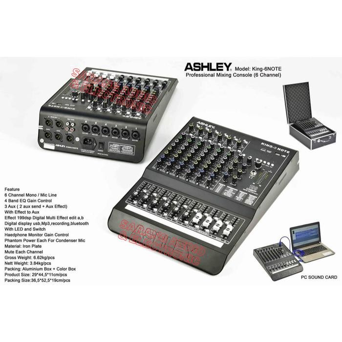 Mixer Audio Ashley King 6 Note Original 6 Channel Bluetooth - USB