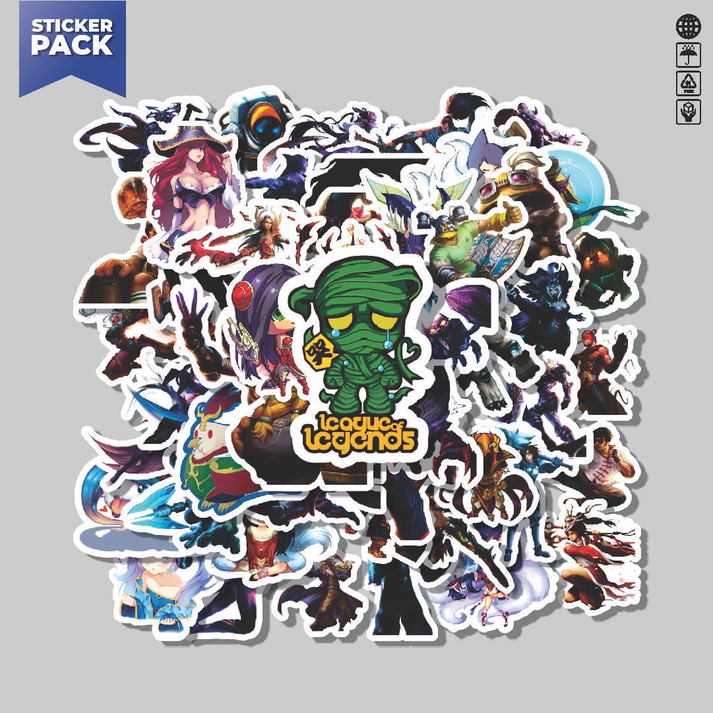 

[100PCS]Stiker Pack Stiker Kartun League Of Legends Skin 5 Aesthetic Vinyl Anti Air Dekorasi Sticker Laptop Buku Journal Koper Helm Casing HP Gitar Helm Skateboard