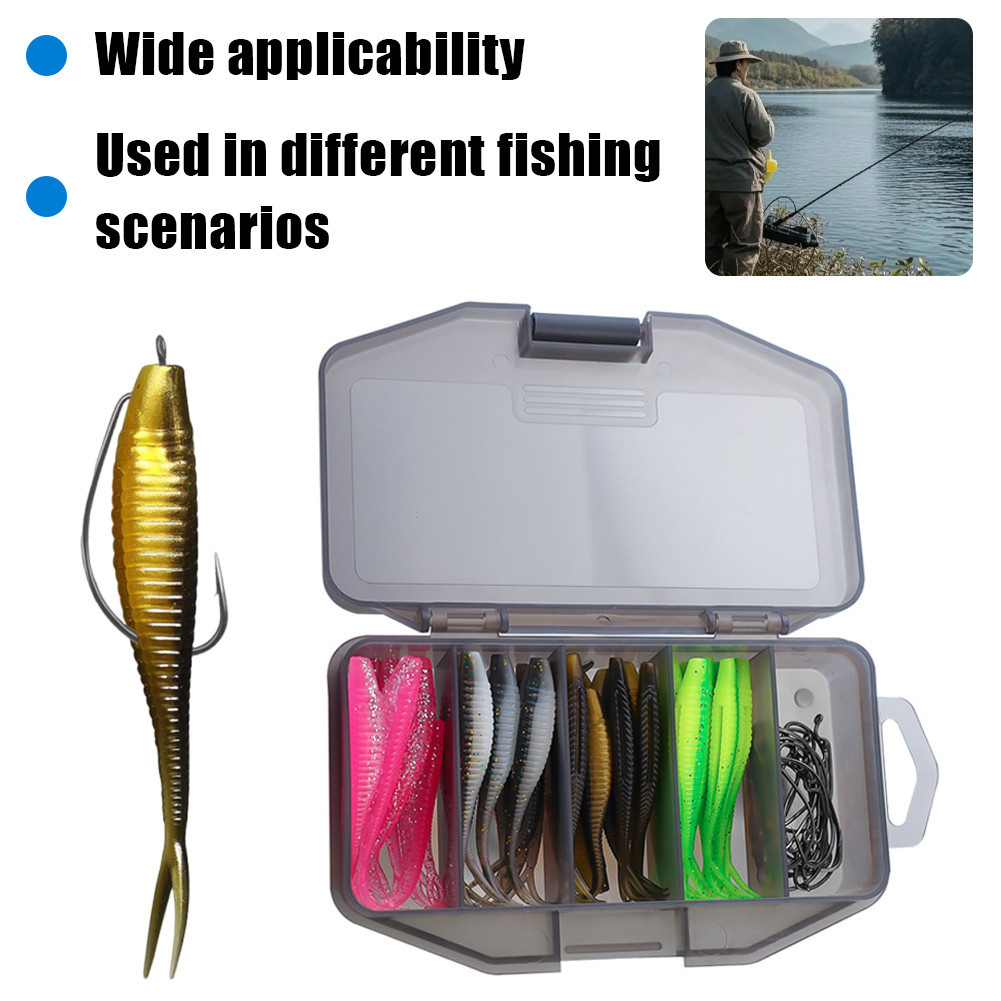 61Pcs Umpan Pancing Ikan Softlure Soft Lure Casting Umpan Soft Lure Bait Komplit Fishing Lure