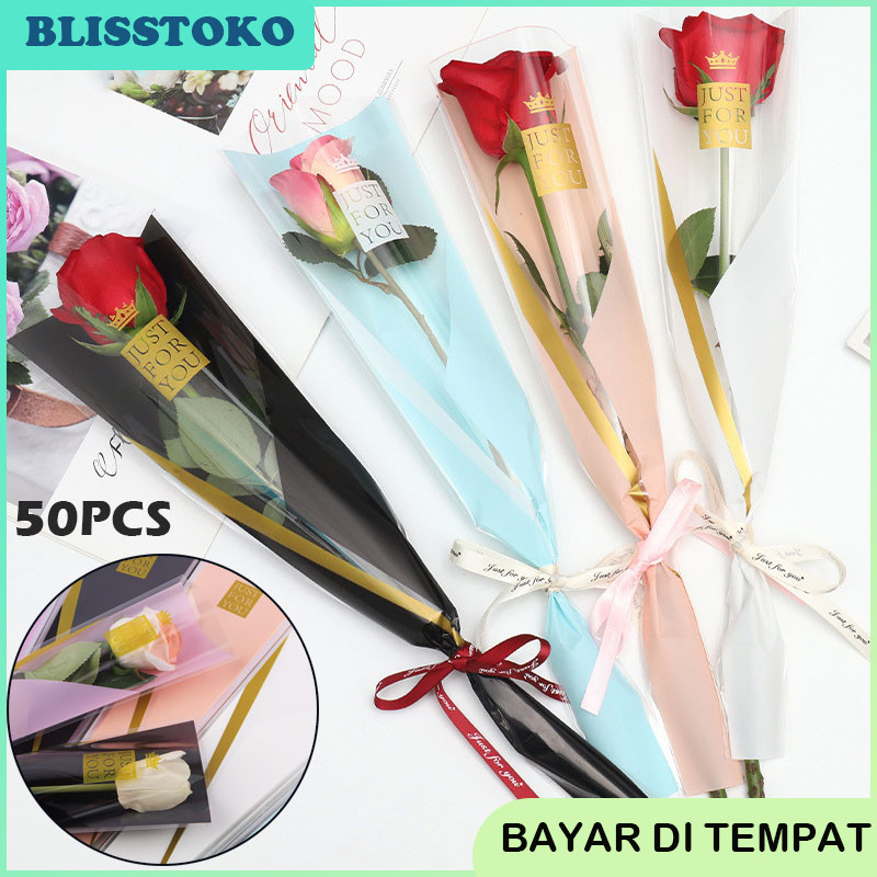 

Plastik Bungkus Bunga 50 Pcs/Kertas Pembungkus Buket Satu Bunga Mawar/Cellophane Tangkai