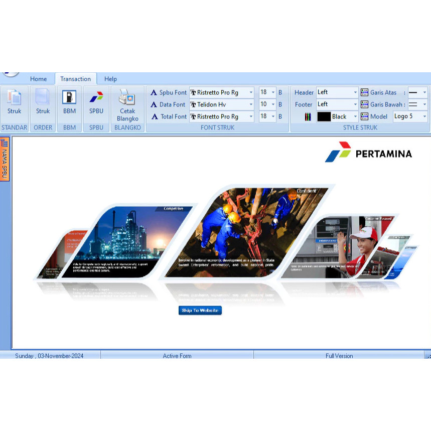 Aplikasi Software Cetak Nota Struk SPBU untuk Win7/8/10/11 bisa Banyak PC