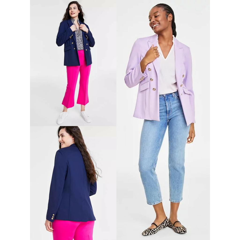 Blazer Wanita Kantoran Faux Double-Breasted - 7001