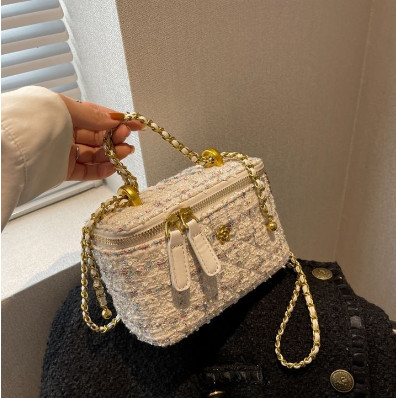 Tas Wanita Premium Box Bag Kulit - Rantai Elegan, Gaya Small Chanel High Class, All Season