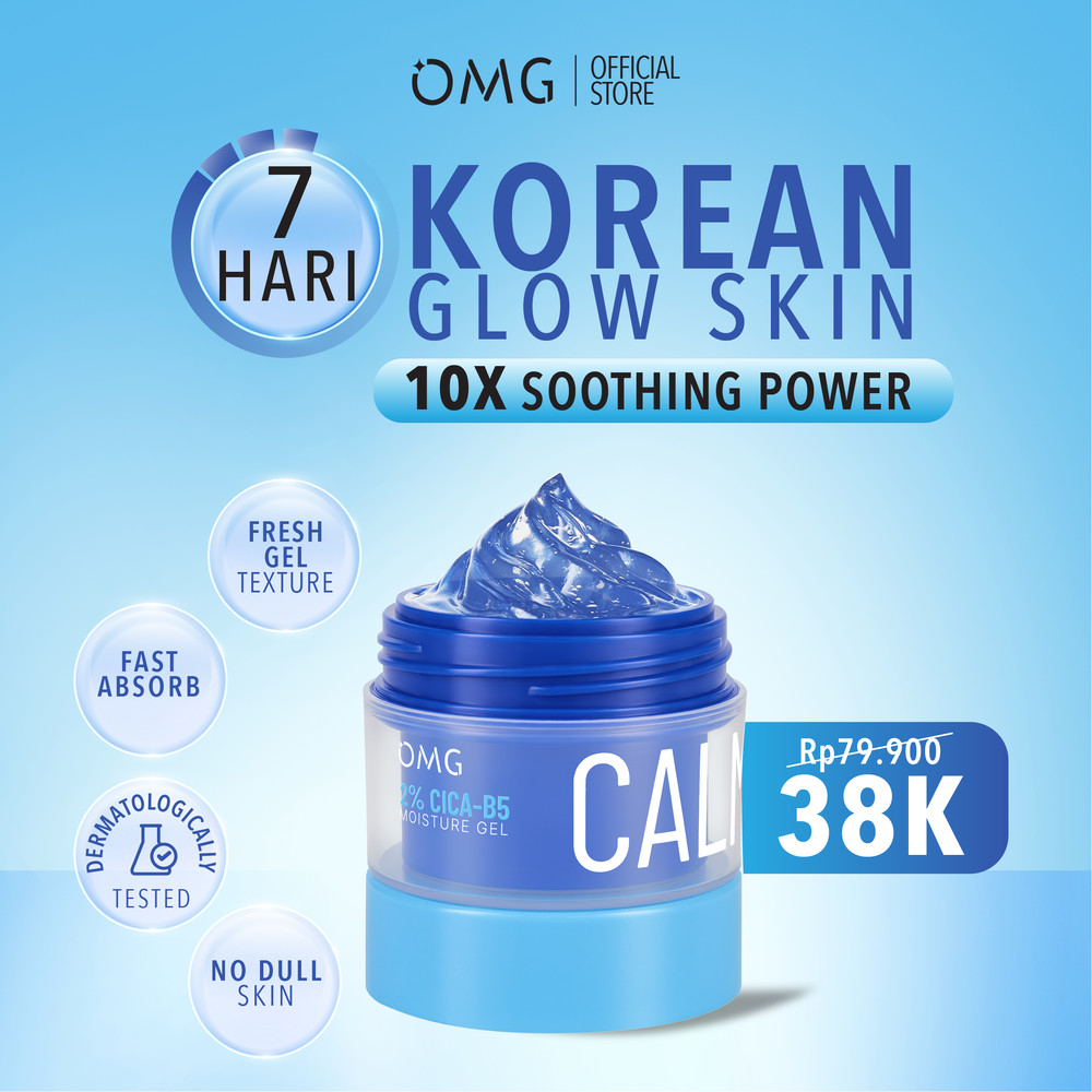 NEW OMG OH MY GLOW 2% Cica-B5 Calming Moisturizer Gel 45 g - Pelembab Wajah - Mengurangi Jerawat - M