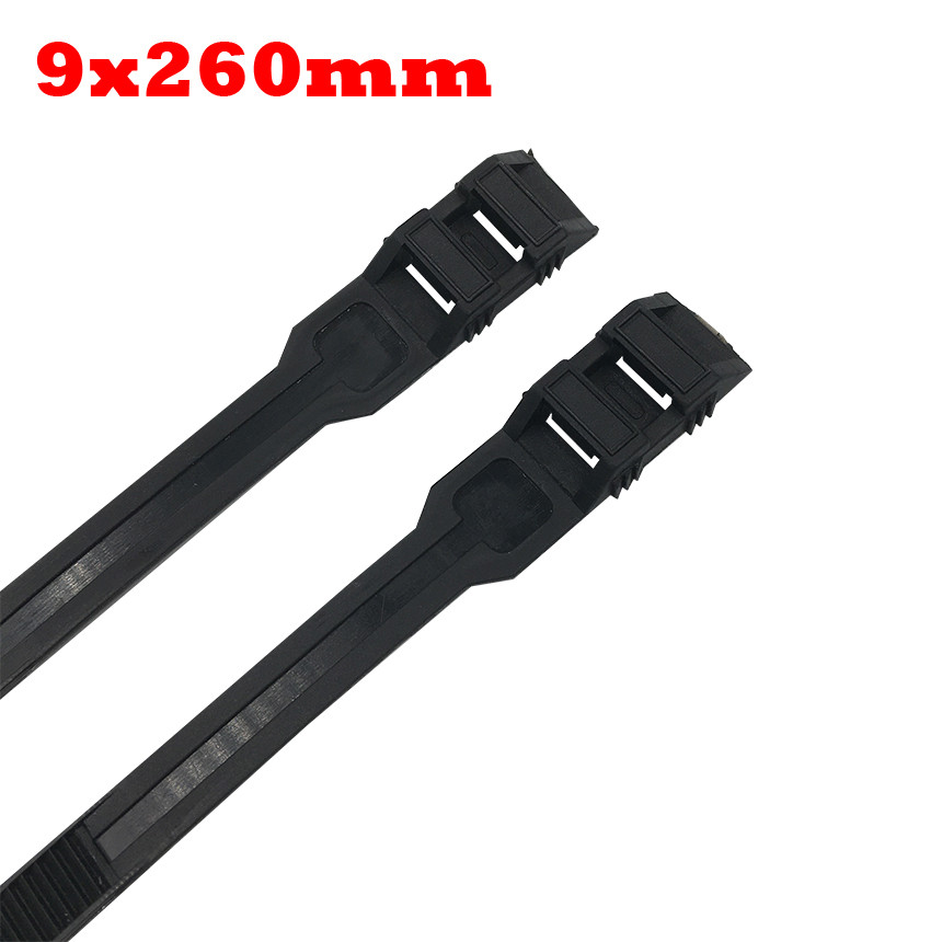 

9x260mm 9*260mm 9*360mm 9x360mm Black Nylon Plastic Flat Two Double Buckle Self Locking Wire Wrap String Zip Ties Cable Tie