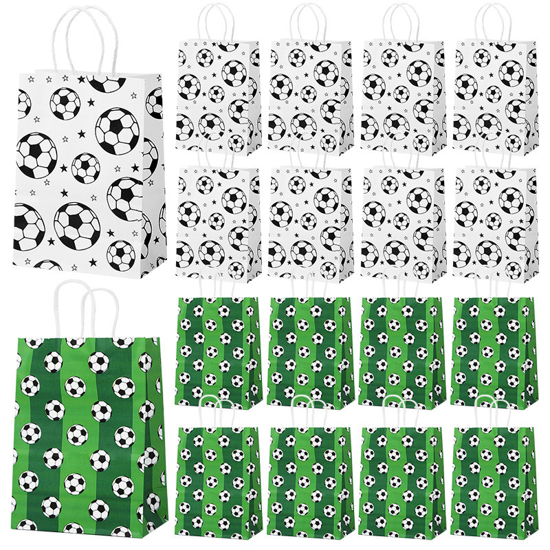 

5/10/20Pcs Soccer Gift Bags Kids Boys Sports Theme Birthday Party Favors Supplies Kraft Paper Football Candy Snack Packaging Bag