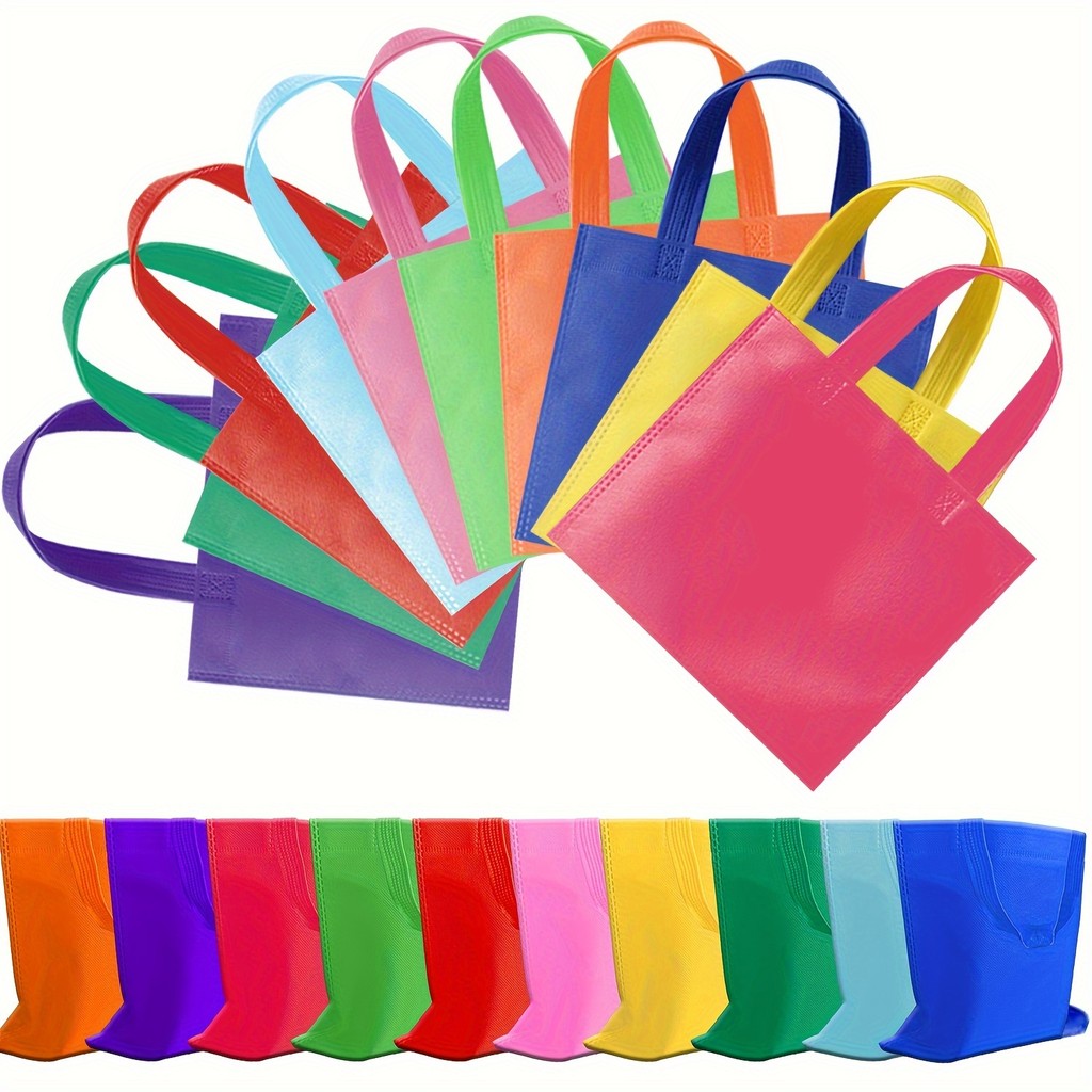

10 Colored Medium Size Candy Bags, Durable Non-woven material, Recyclable, Eco-Friendly Gift bags, Nice and Delicate Gift Bags