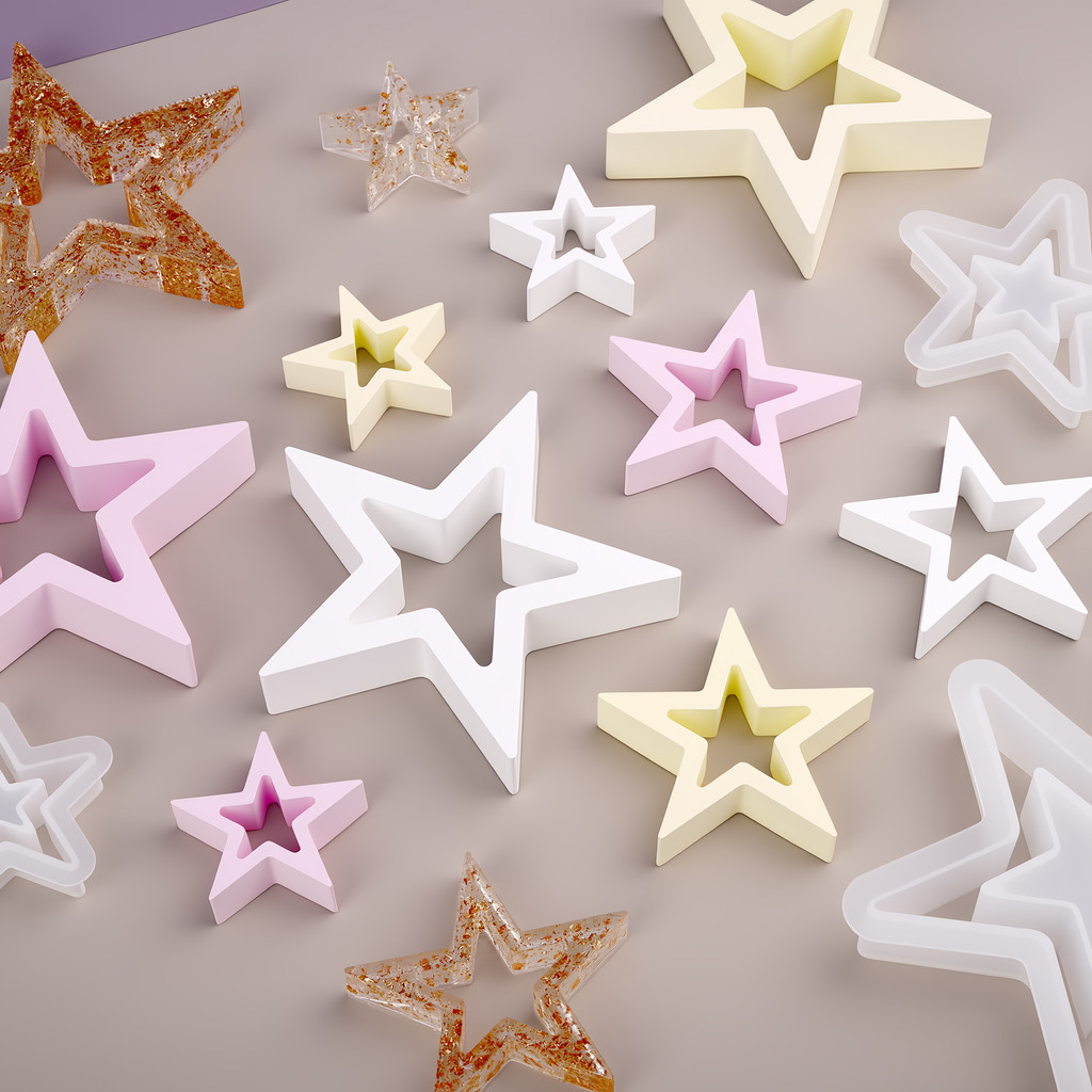 

Christmas Stars Silicone Mould Hollow Pentagram Silicone Mold Christmas Tree Decor Pendant Home Table Ornament Mold