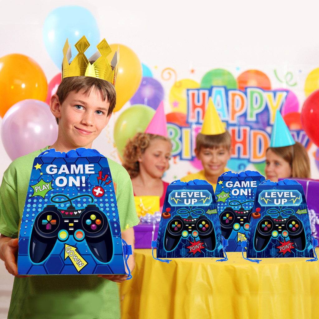 

Cartoon Handle Game Birthday Non-woven Gifts Bag School Sports Drawstring Backpack Kids Baby Party Packing Storage Bags Favors