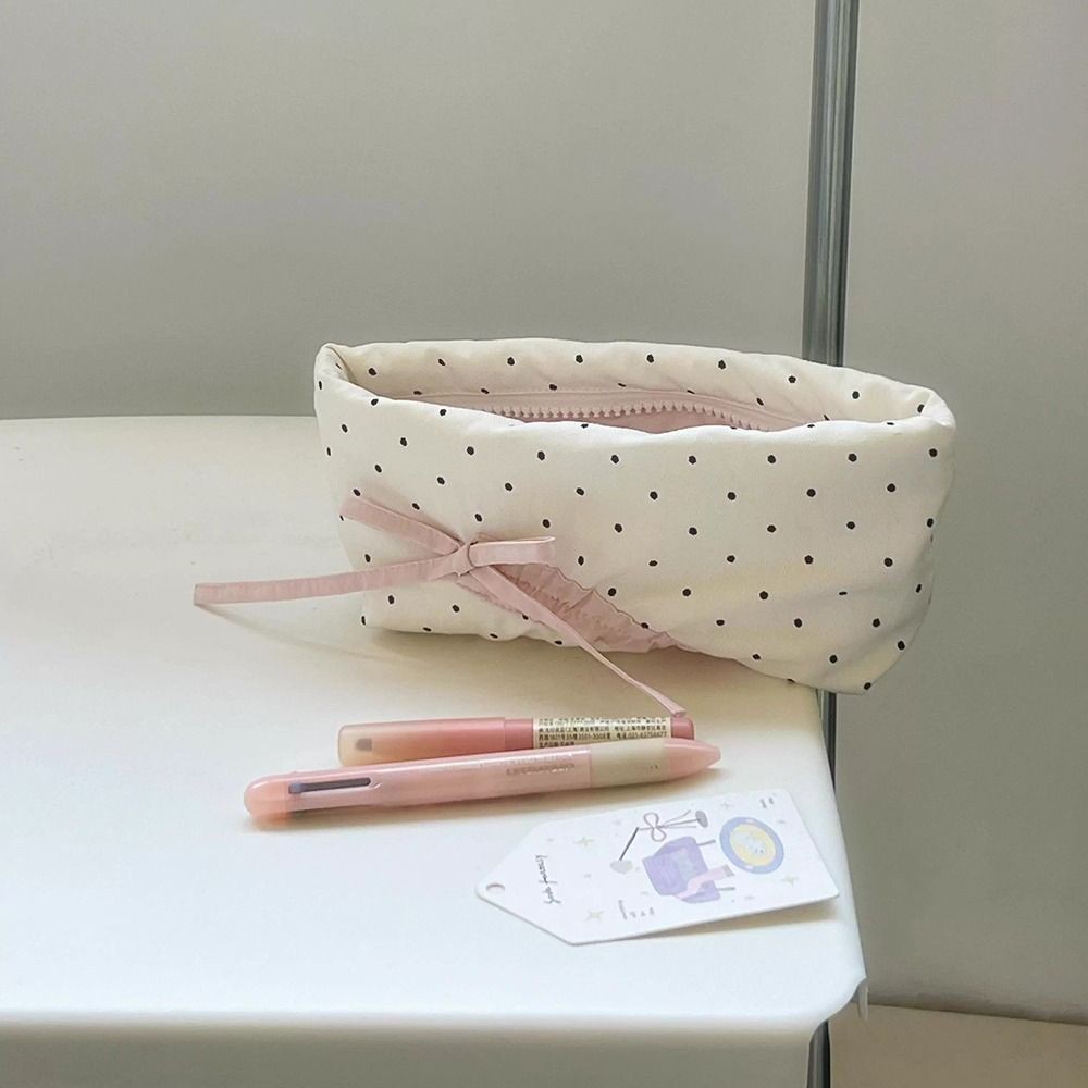 

New Bowknot Wave Point Pen Bag Large Capacity Cartoon Pencil Case Gift Pen BagStationery Bag Students Supplies