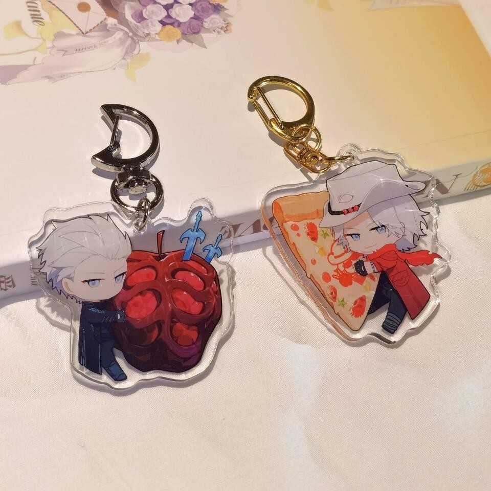 

Vergil Anime Keychain Women Dante Acrylic Key Chain Man Key Ring Pendant Ornament Accessories Friend Gift Devil May Cry