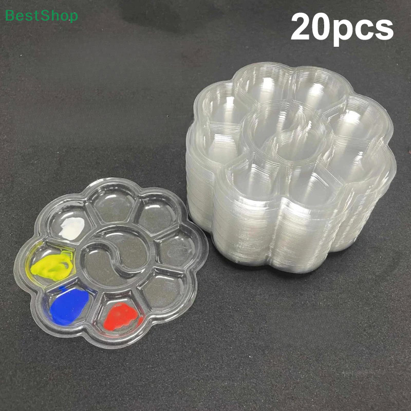 

Disposable transparent Mini Flower-Shaped Plastic Palette Set 20Pcs，for Watercolor, Acrylic & Gouache Mixing - Art Supplies