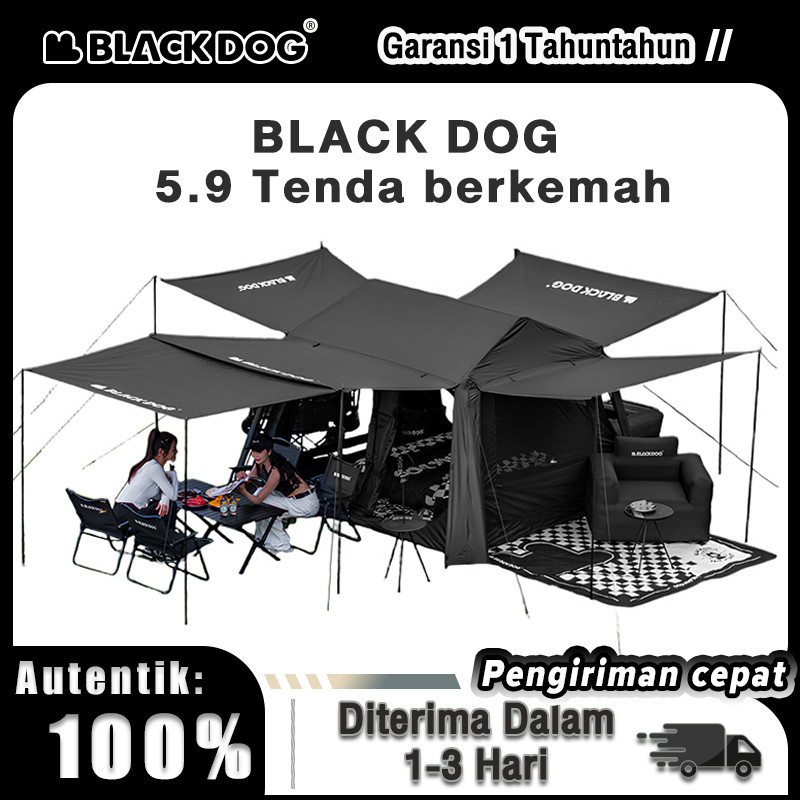 BLACKDOG Berkemah Tenda Otomatis Tenda Luar Ruangan Lem Hitam Lem Hitam Tenda Pembuka Cepat Set Leng