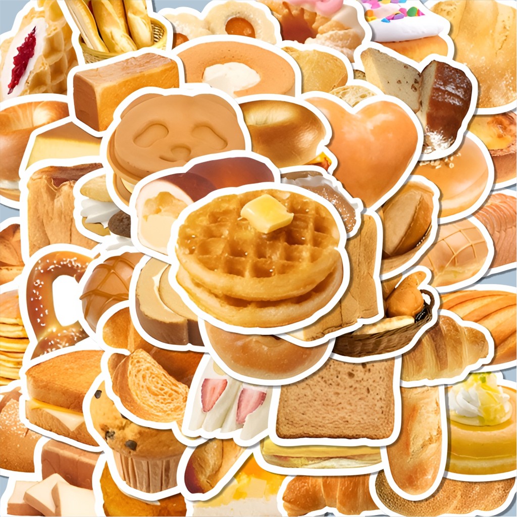 

100PCS Lucu Stiker Tempting Food Toast and Bread [Roti Panggang] Stiker Aesthetic Stiker Anti Air Stikers Berperekat Waterproof sticker decal buat Motor Helm Buku Journal Koper Casing HP Laptop Botol Minum Hadiah anak