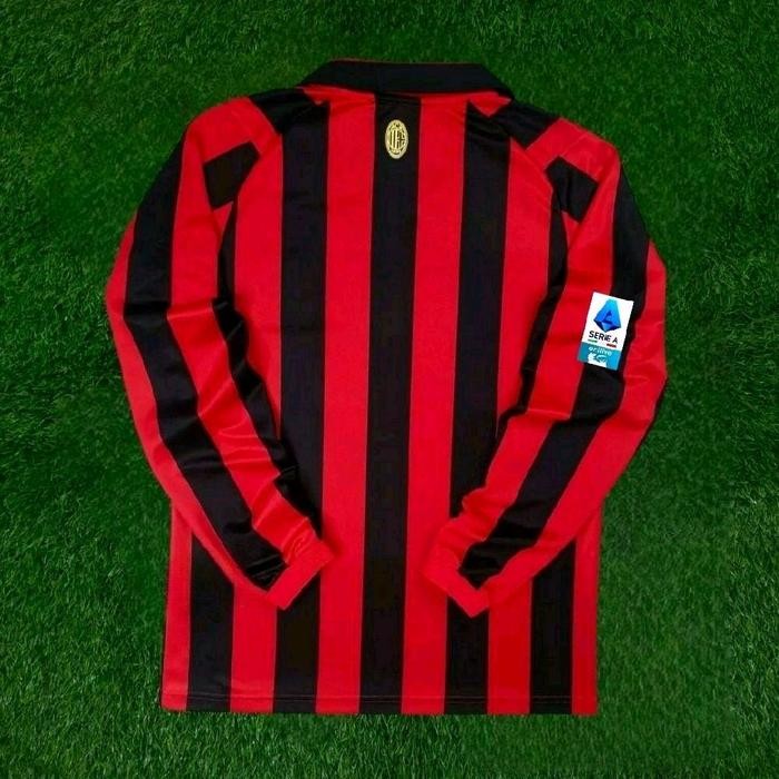 JERSEY BOLA LONGSLEEVE MILAN HOME ANNIVERSARY 125 2024 2025 FULL PATCH BEST QUALITY