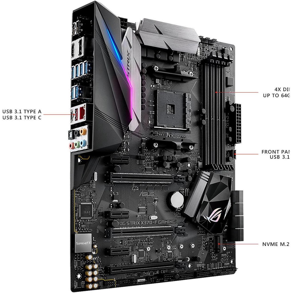 ASUS ROG STRIX X370-F GAMING X370 Motherboard AM4 DDR4  64GB M.2 support Ryzen 5 3500 Ryzen 5 PRO 36
