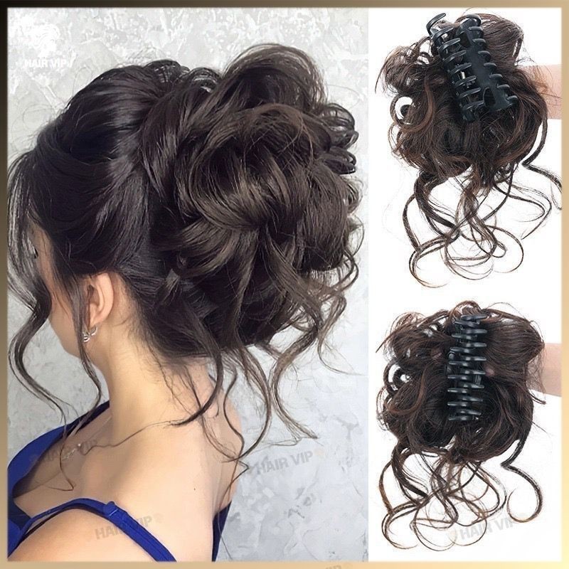 V-0219 Jepit rambut keriting/WIG Sanggul Jepit Rambut Palsu Ponytail Model Ekor Kuda Konde Rambut Pa