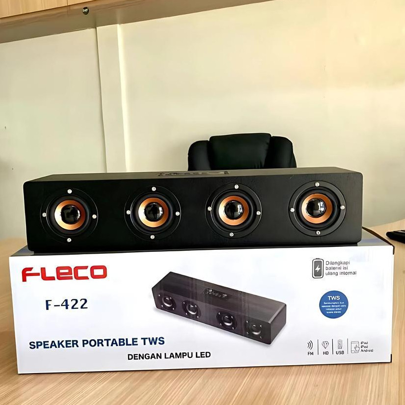 SERBA COD Speaker Bluetooth Soundbar 4 Speaker Karaoke TWS Fleco F 422 Original Speaker Komputer STE