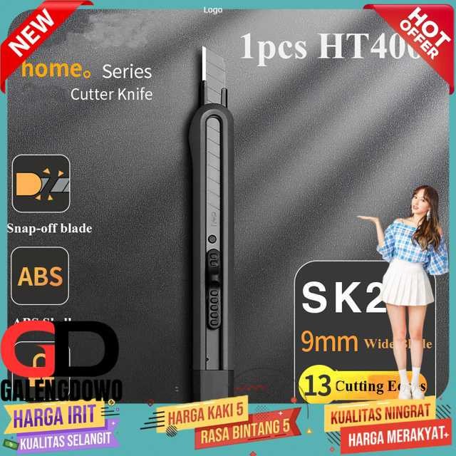 

Deli Pisau Cutter Auto Lock Snap Off Blade 13 Cutting Edges SK2 9mm - HT4009