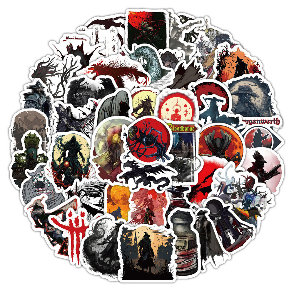 

10/60PCS Cool Bloodborne Cartoon Stickers Game Graffiti Decals Kids Toy Scrapbook Luggage Laptop Phone Car Bike Skateboard Decal