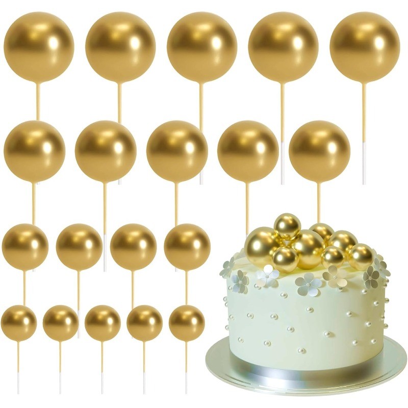 

20 Pcs Ball Cake Topper Decorations Mini Balloons Cake Topper Sticks Gold Balls Cake Picks Cake Topper Balls Cake Decorations