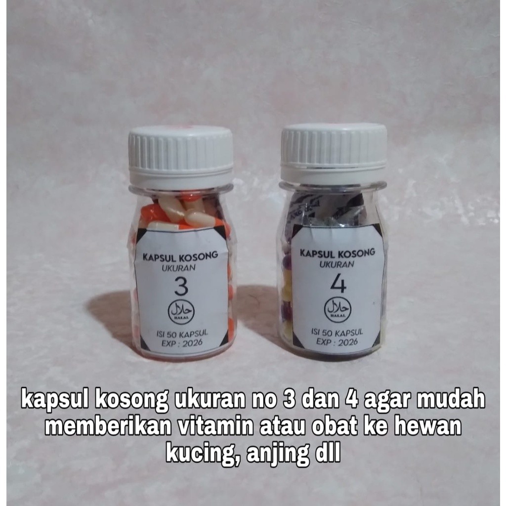 Zonas TSM - kapsul kosong kecil ukuran 3 dan 4 isi 50 kapsul labih mudah memberikan obat untuk kucin