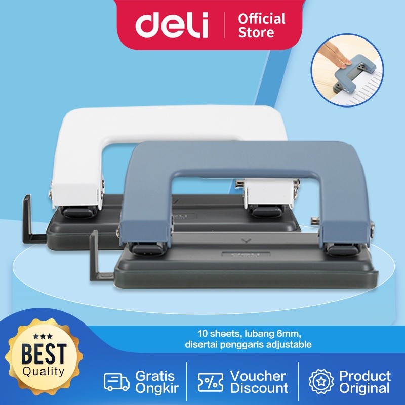 

Deli Pelubang kertas 2 Lubang Logam Metal 10 lembar E0101