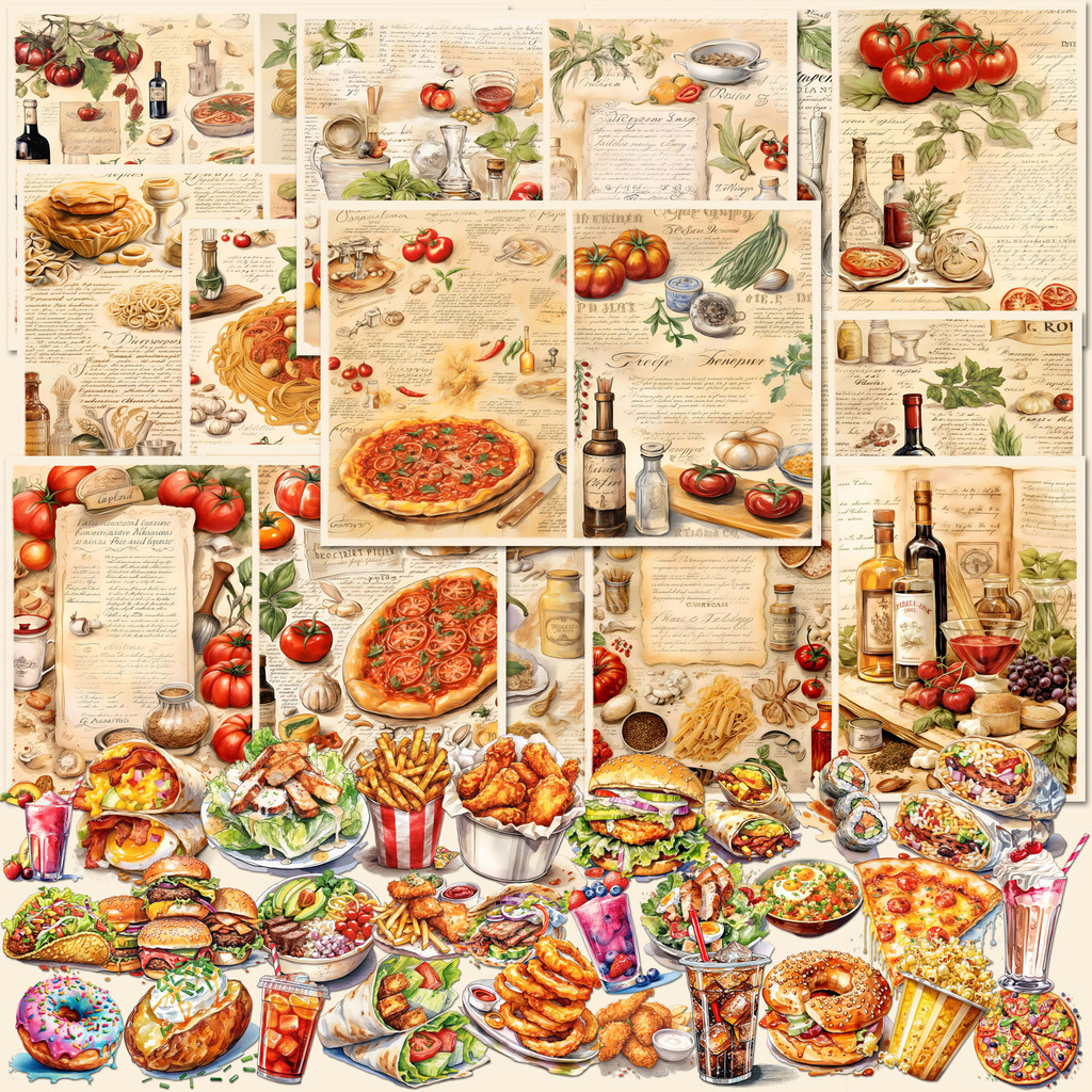 

68 pieces(10papers+58stickers) Kawaii Delicacy Scrapbook Paper Set,Perfect for Arts Crafts,Scrapbooking Supplies,Background Pad