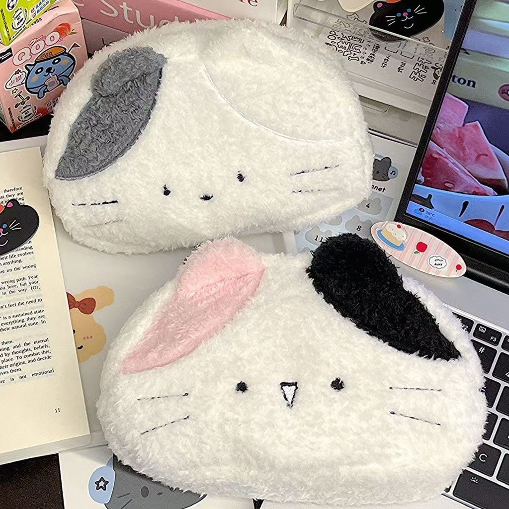 

[HARU] 3 Colored Cat Series Fluffy Pencil Case Tempat Penyimpanan Alat Tulis Kotak Pensil Pouch Serbaguna Tentengan Lucu