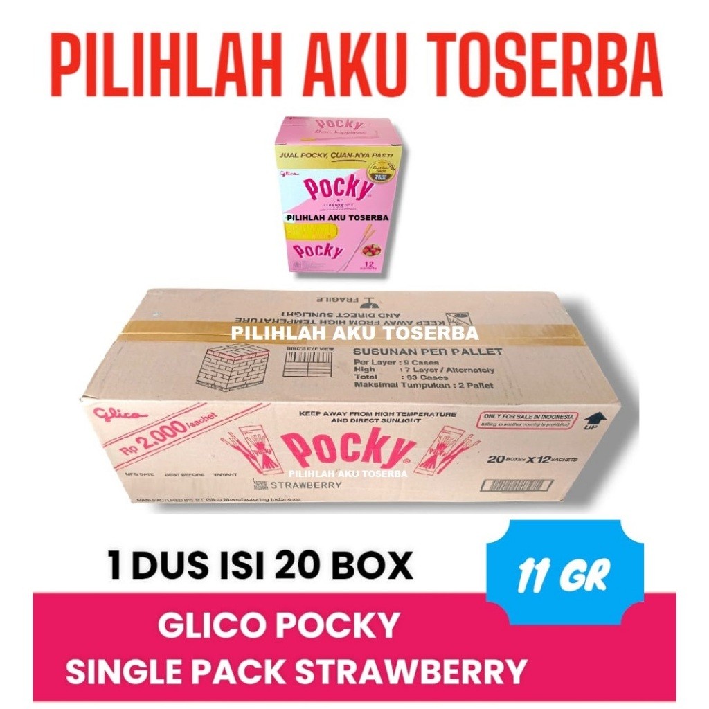 

Glico Pocky SINGLE PACK STRAWBERRY / STROBERI - ( HARGA 1 DUS )