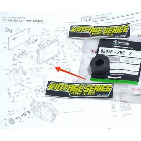 Karet Damper Radiator Ninja R SS Ninja RR New OLD ZX ORIGINAL KAWASAKI 92075-209