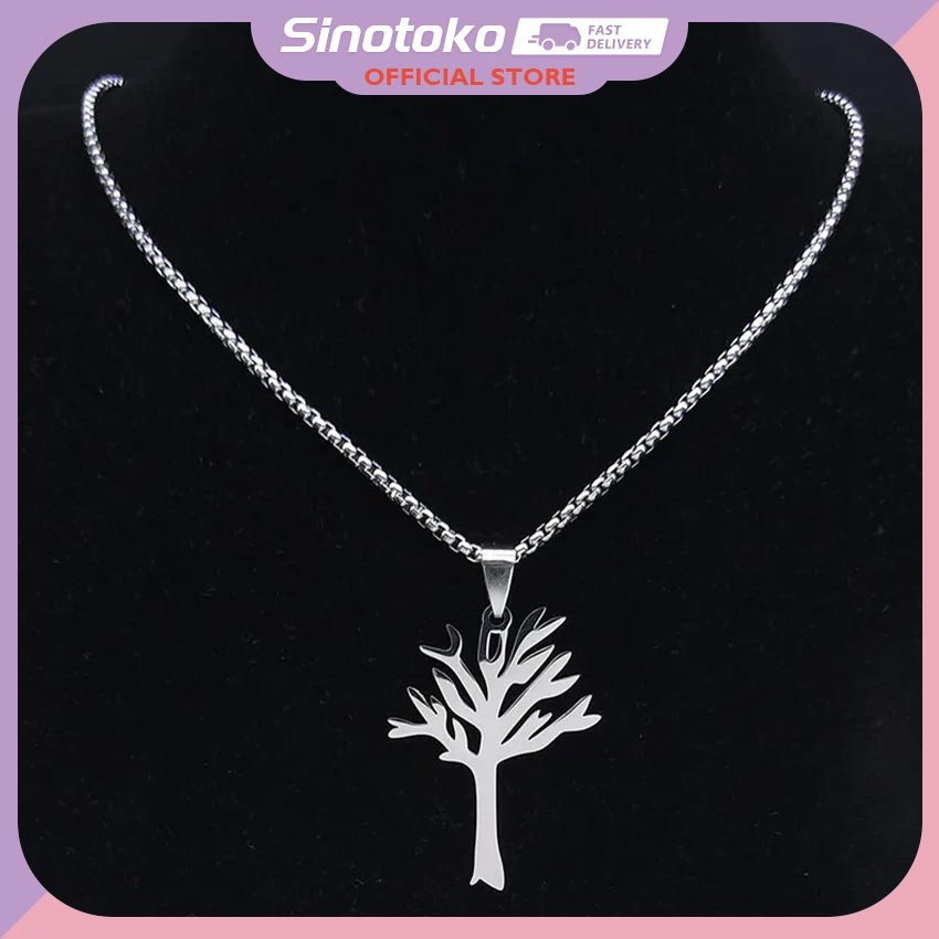 Kalung XXXTentacion Pohon Tanpa Daun Titanium Anti Karat Wanita Hip-Hop