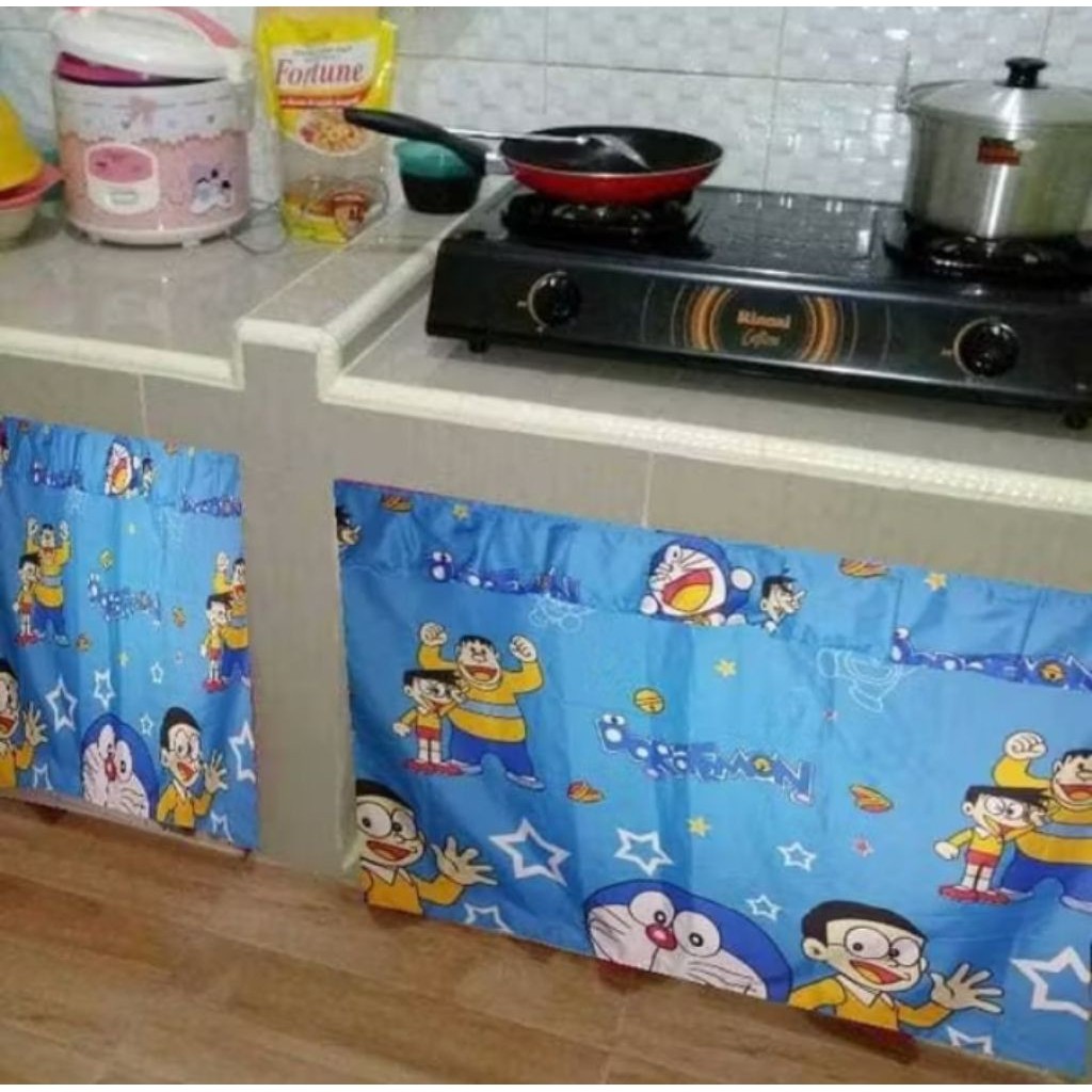 Gorden kolong dapur cantik 1 set kawat gorden wastafel Tirai jendela pendek Hordeng Jendela 1,5 mete
