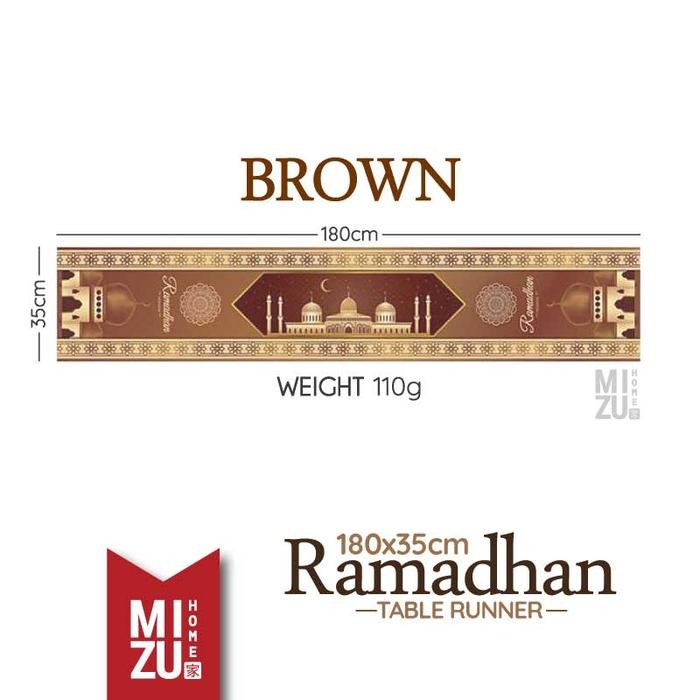TERBARU MIZU RAMADHAN Table Runner Taplak Meja Makan Tamu Panjang Lebaran - BROWN cokelat