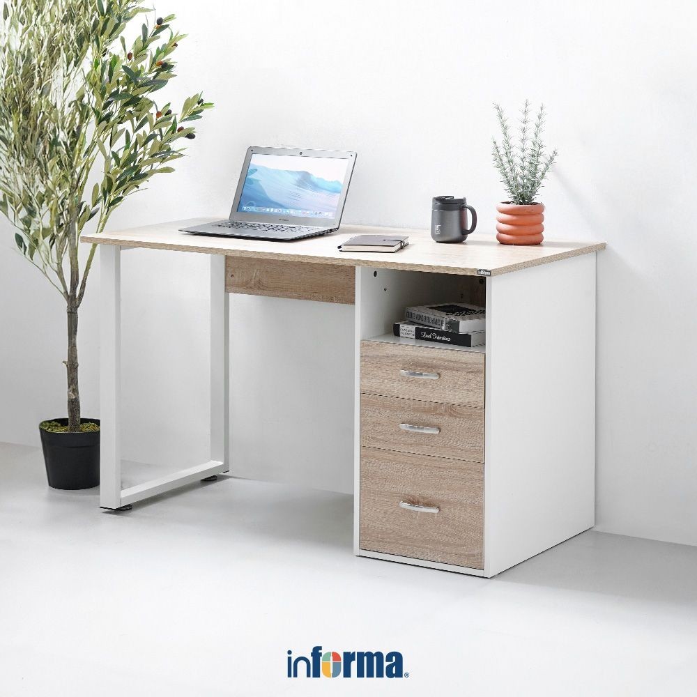 

Informa Halley Meja Kantor - Cokelat Office Table Furnitur Kantor Meja Kerja Belajar Serbaguna