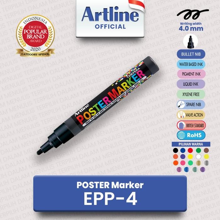 

ARTLINE Spidol Poster Marker 4 mm EPP-4 Gouache Permanent Multimedia Stationery - BLACK