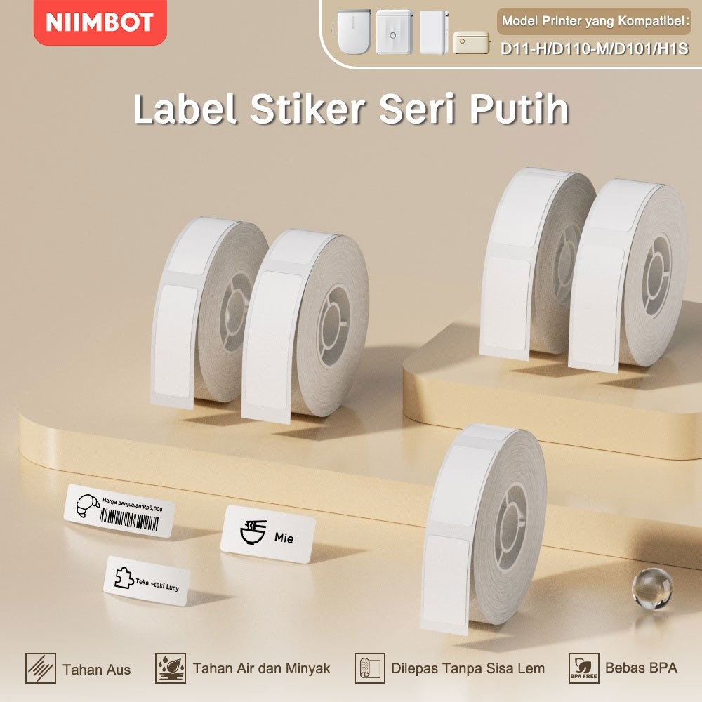 

NIIMBOT D11/D110/D101 Thermal Stiker Label Putih Tahan Air Anti-Minyak Anti-Gores
