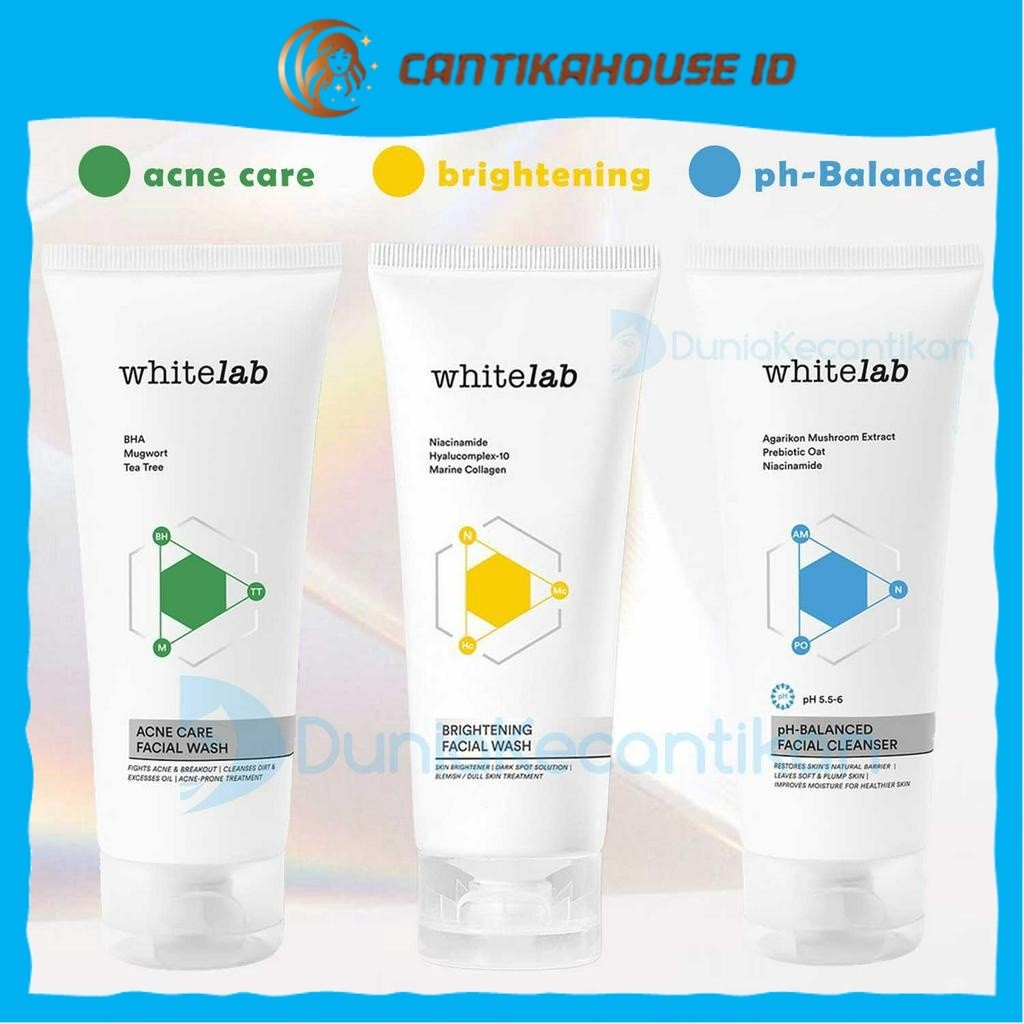 WHITELAB Facial Wash Acne Sabun Cuci Muka Whitelab Brightening PH Balance Pembersih Wajah White Lab