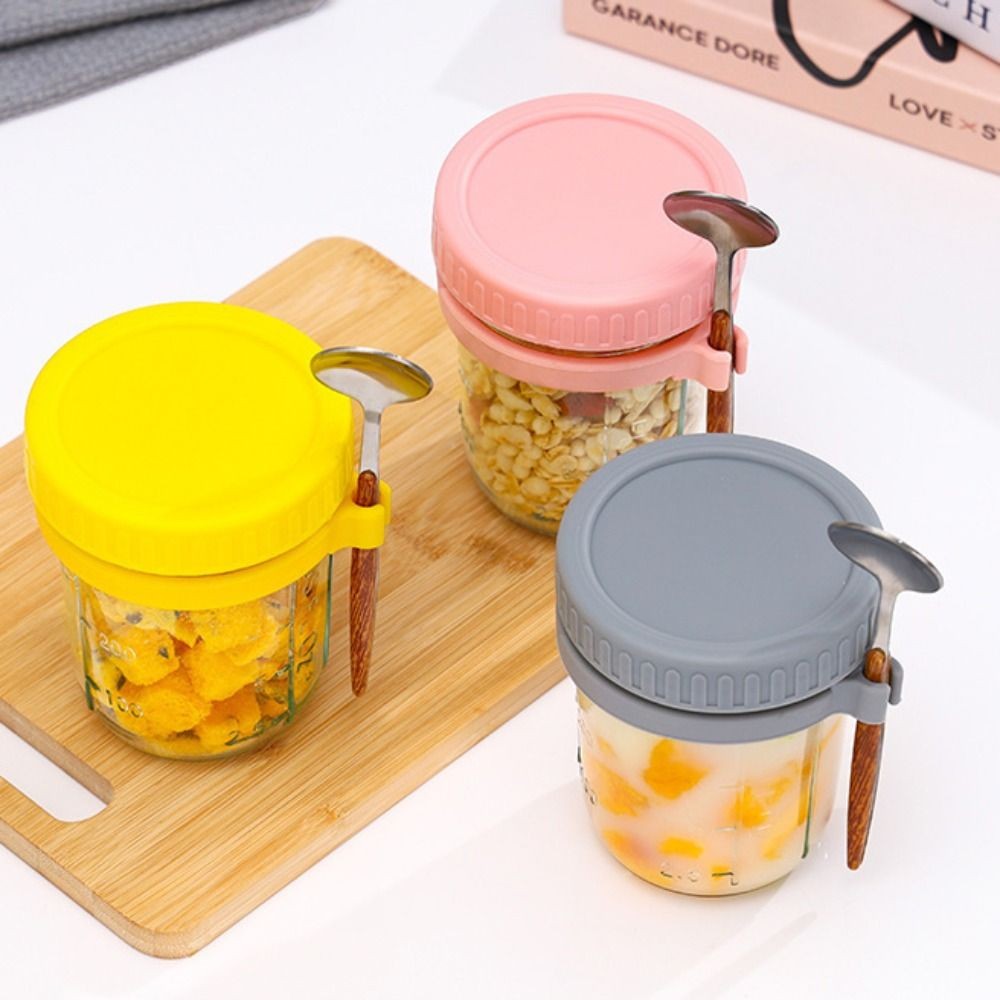 

Overnight Oats Jars with Lids and Spoons 16 oz Glass Bottles Containers Yogurt Containers Cereal Storage Jars with Lids