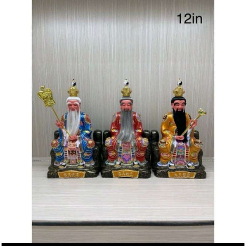 patung dewa tao san qing / san qing / sam kau - kayu taiwan - 12inch