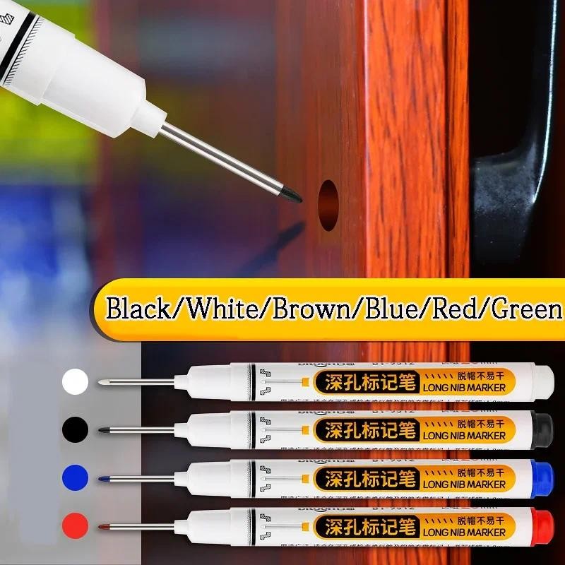 

5Pcs/Set 20mm Deep Hole Long Nib Head Markers For Metal Perforating Pen Waterproof Bathroom Woodworking Decoration Multi-Purpose