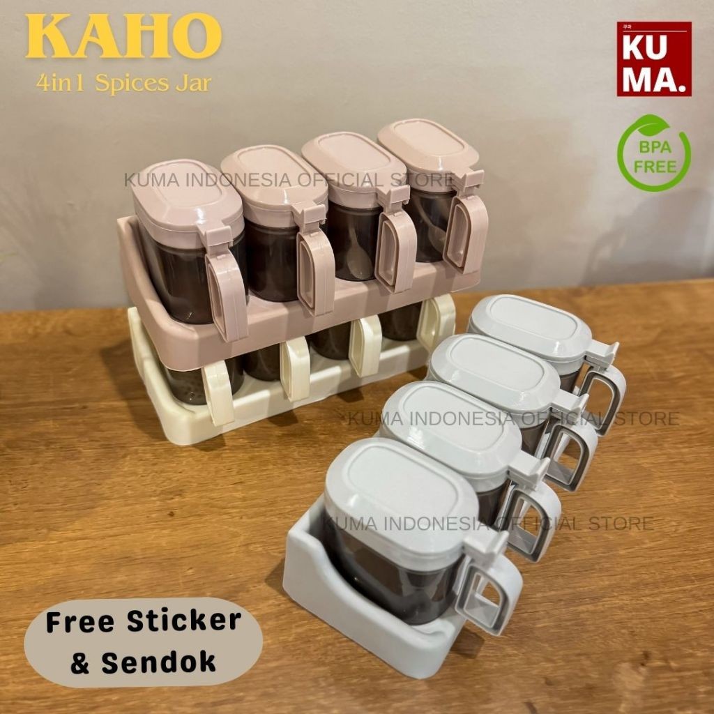 KUMA Kaho Tempat Bumbu Set 4in1 Free Sendok Stiker Food Grade