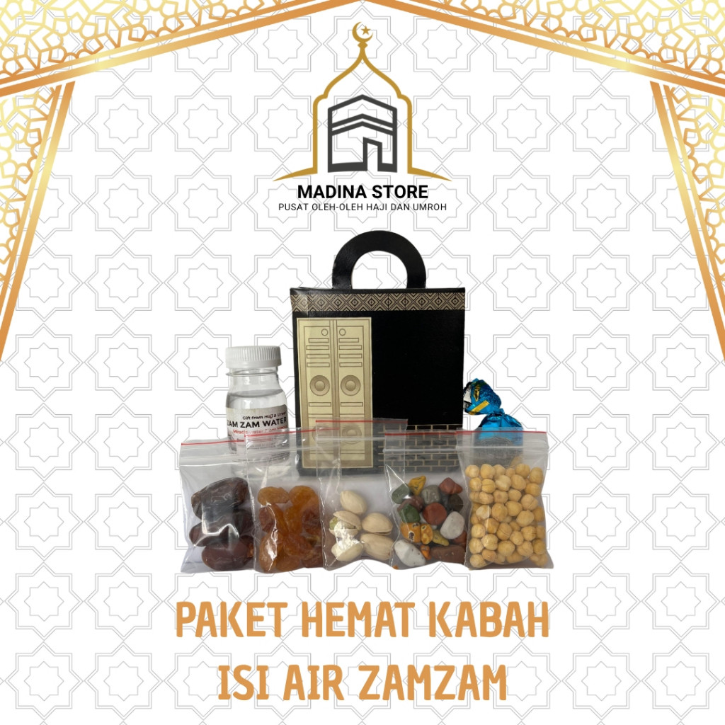 

Paket Hemat Oleh-oleh Haji dan Umroh Paket isi Air Zamzam Dus Ka'bah