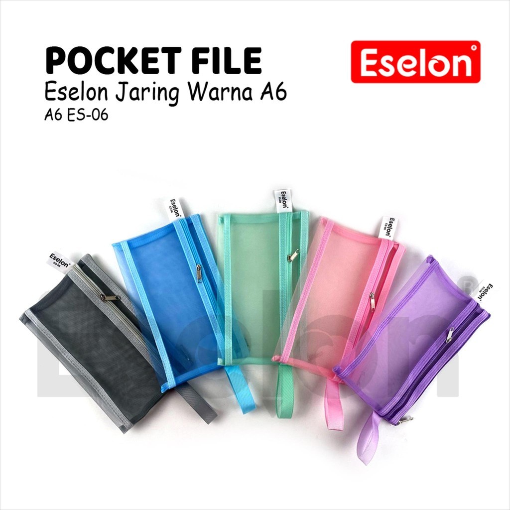 

❤️️Pocket File Jaring Transparan Warna 2 Resleting A6 / Zipper Document 2 Slot ES-06❤️️