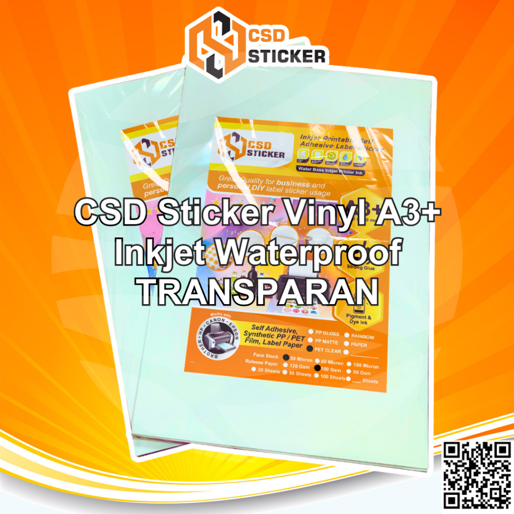 

NEW CSD Sticker Vinyl Print Inkjet A3+ Stiker Label Waterproof Anti Air Pack 50 Lembar