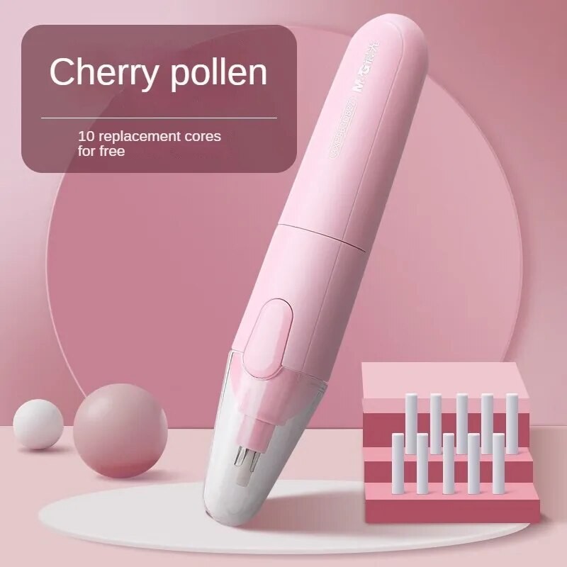 

M&G Electric Eraser, Less Crumbs Eraser Set Skin-free Crumbs, Pencil Sassafras, Pink Single Pack +10 Refills