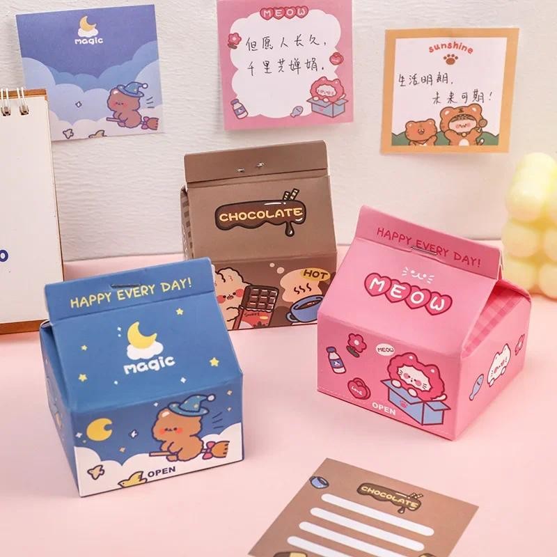 

Cartoon Animals Decal DIY Scrapbooking Note Milk Carton No - Sticky Memo Pad Kawaii Stationery School Supplies 6 Orders